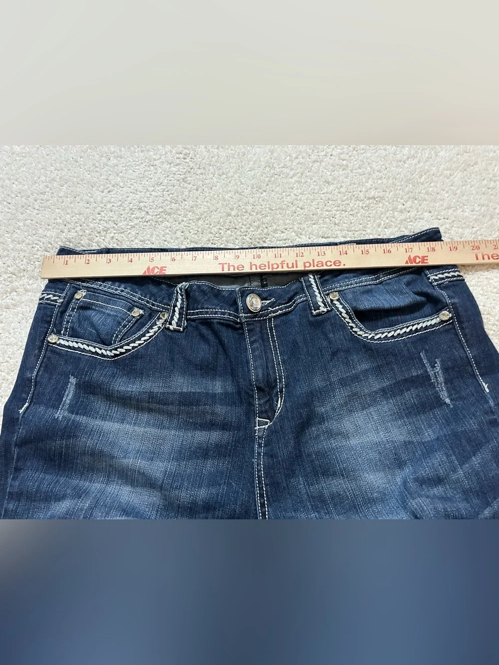 Grace In LA Bling Pocket Jeans Plus Size 17 Dark Wash Western Denim Angel Wings